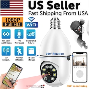 360 Degree 1080P IP E27 Light Bulb Camera Wi-Fi IR Night Smart Home Wireless Security