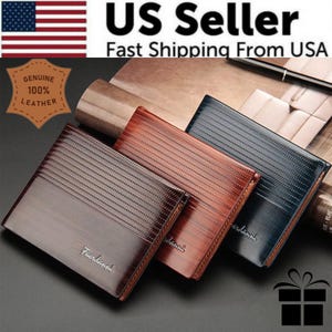 Cartera de cuero plegable para hombre, tarjetero, billetera, bolso de mano, billetera