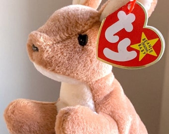 1996 4161 Vintage Pouch Kangaroo With Joey Ty Beanie Baby Stuffed