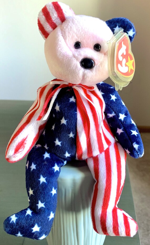 TY Beanie Baby - SPANGLE the Bear (Pink Head Version) (8.5  Retired Ty beanie baby Spangle pink head main image 1