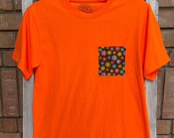 Floral Pocket Orange Shirt