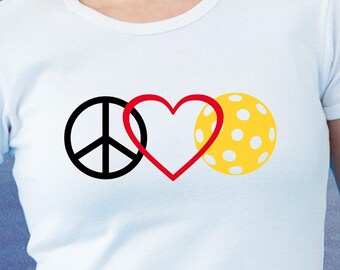 Paz, Amor y Pickleball. Camisetas de Pickleball, Pickleball Divertido, Regalo de Pickleball, Pickleball para Hombres, Pickleball para Mujeres.