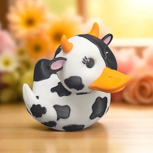 3D Printed Cow Duck – Funny Farm Animal Rubber Duck | Cute Jeep Ducking Gift | Moo-ve Over, It&#39;s Duck Time!