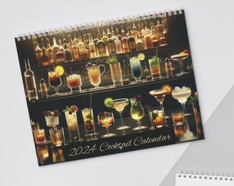 Calendario dei cocktail 2024 Mixology e barista Calendario da parete Ricette mensili per bevande Appassionato di bar a casa Regalo artigianale Cocktail Planner