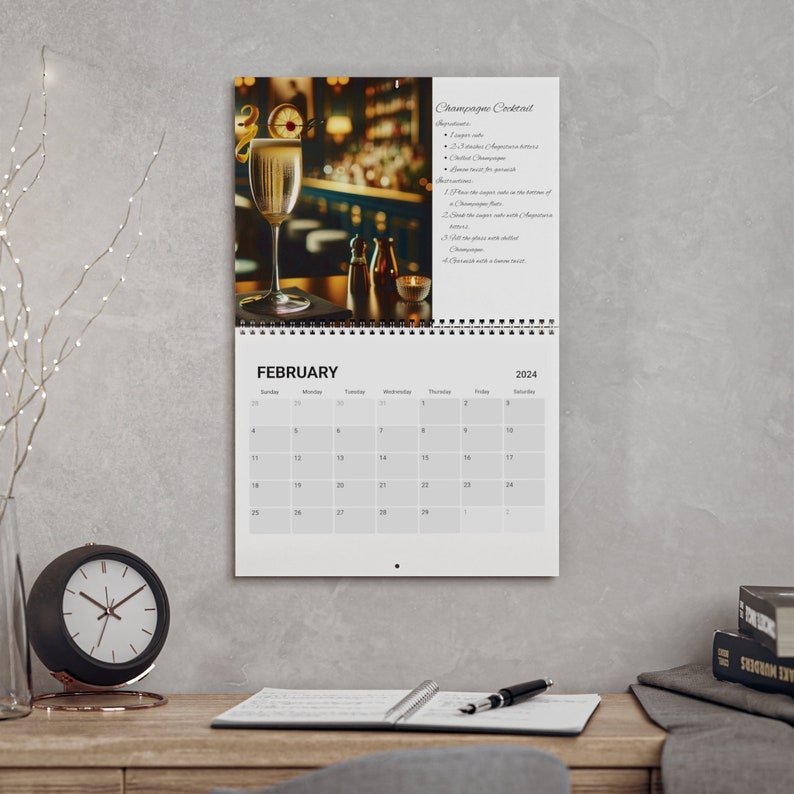 2024 Cocktail Calendar Mixology and Bartending Wall Calendar Monthly