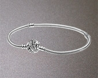 Pandora Bracelet en argent sterling S925 Moments Bracelet chaîne serpent avec fermoir fée clochette, bracelet à breloques de tous les jours, bracelet simple, cadeau pour elle