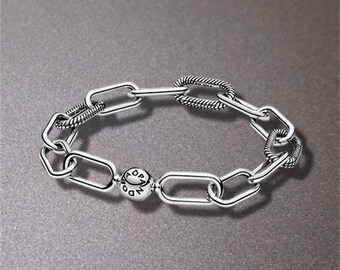 Pulsera de cadena de serpiente Pandora Me -Pulsera de encanto minimalista diaria hecha a mano de plata de ley S925 - Regalo perfecto para ella