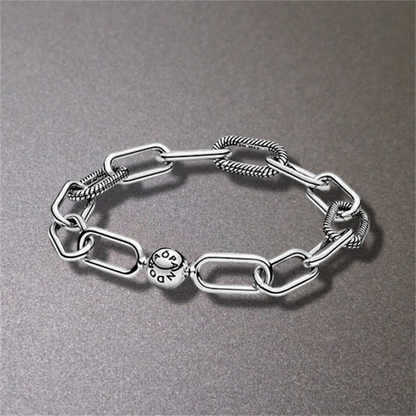 Bracelet chaîne serpent Pandora Me - Bracelet à breloques minimalistes fait main en argent sterling S925 - Cadeau parfait pour elle