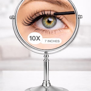Diva 1x/3x/5x/10x Magnifying Mirror (B) | Double-Sided | Premium Metal | Minimalist | Tabletop Mirror | Freestanding Makeup | Chrome Plated