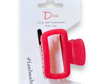 Diva Handmade Claw Clips | Luxury Hair Accessories | Thick Hair | Gift for Her | Hand-smoothed edges | Premium finish | Small Open Sq 5.5cm