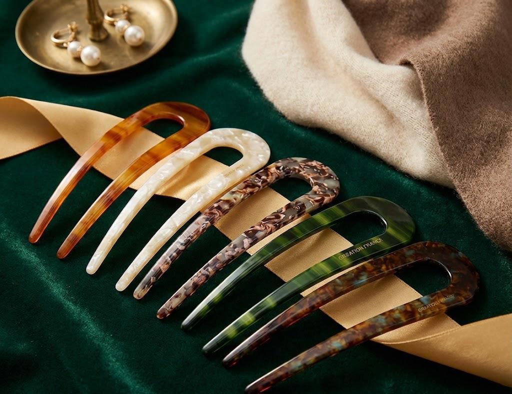 U-shaped French Hair Pin: Multi-colored Cellulose Acetate  display picture 1