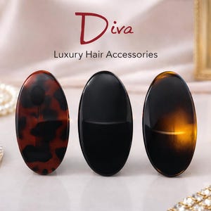 Diva オーバルバレッタ 9.5 cm | 高級ヘアアクセサリー | 細髪～中髪用 | 3色展開 | 女性へのギフト | ミニマリストスタイル | プレミアム仕上げ