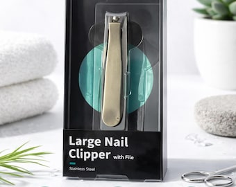 Cortaúñas de acero inoxidable cepillado con lima / Caja de regalo