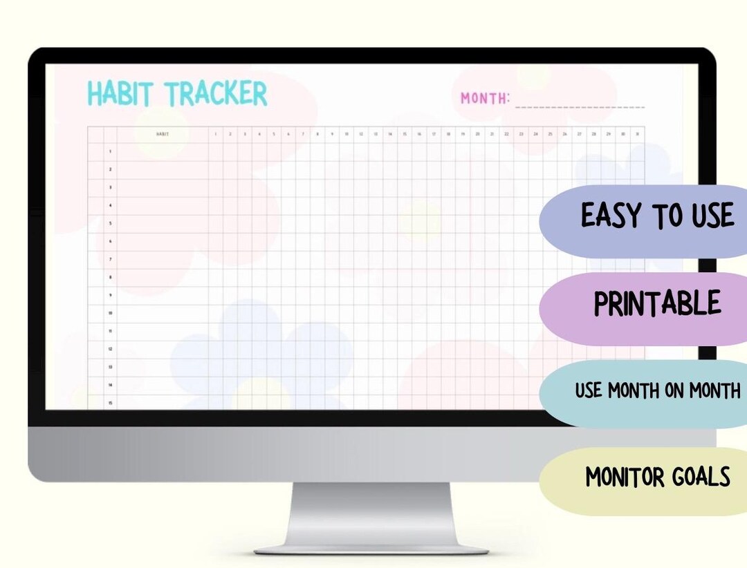 HABIT TRACKER | Printable PDF | Use Again and Again | Monthly Habit ...
