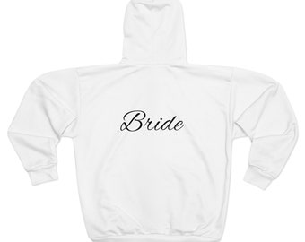 Bride, Bachelorette Party, Wedding Gift, Honeymoon, Unisex Zip Hoodie