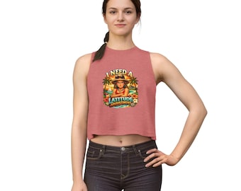 Top corto tropical "I Need a Latitude Adjustment" para mujer.