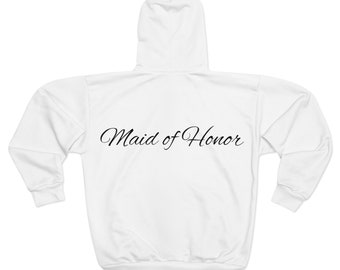 Maid of Honor, Bachelorette Party, Wedding Gift, Wedding, Unisex Zip Hoodie