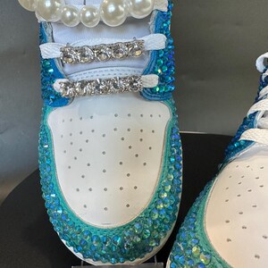 Blue and Black Jordan 1 mids with rhinestones, Bling Nikes, bedazzled trainers,  custom sneakers for prom, bat mitzvah, sneaker ball, wedding, birthday