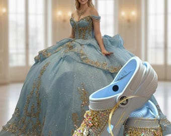 Custom Rhinestone Crocs, Cinderella Ball Gown Clogs