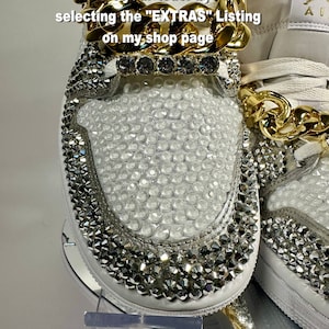 Shoelace charms add on Bling Rhinestone Custom Jordan 1 Mids bedazzled, Sneaker Ball, Prom, Formal, Quincenera