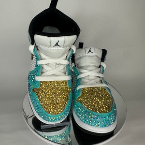 Fully Blinged Jordan 1 Mids- Any Colors, Custom Rhinestone Sneakers, Bedazzled Nikes, Teen Gift, prom shoe, , Toddler Kid Adult
