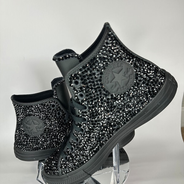 Bling Leder Hohe Tops, Strass schillernde Sneakers