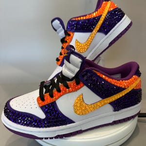Rhinestone Nike Dunks, Phoenix Suns Custom Rhinestone Sneakers, Bedazzled Nikes,  sports team apparel