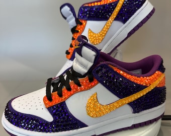 Nike Dunk con diamantes de imitación, zapatillas personalizadas con diamantes de imitación de los Phoenix Suns, Nike con adornos, ropa deportiva para equipos.