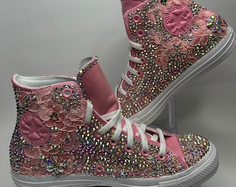 Bling Luxury  Converse High Tops, Prom, Formal, wedding, quinceanera,  custom rhinestone bedazzled sneakers , sneaker ball,  Chuck Taylors