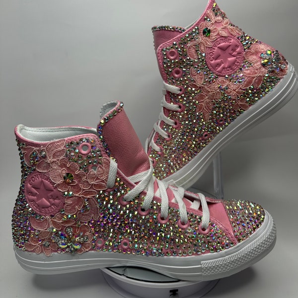 Bling Luxury  Converse High Tops, Prom, Formal, wedding, quinceanera,  custom rhinestone bedazzled sneakers , sneaker ball,  Chuck Taylors