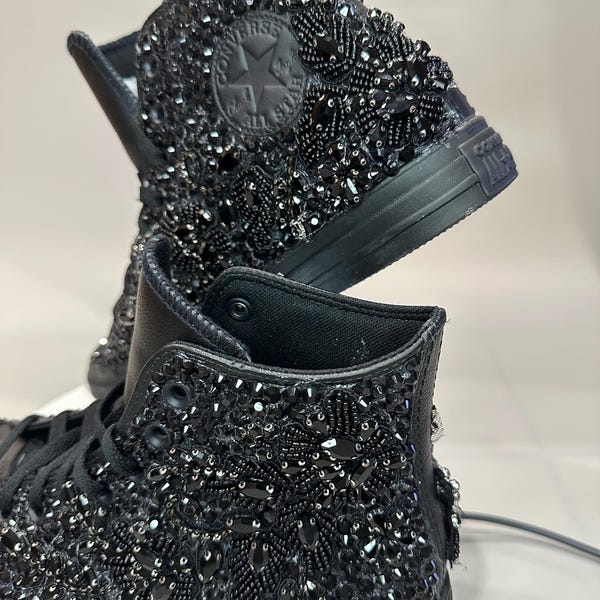 Bling Leder Chuck Taylor High Tops, Sneakers, Sneakers, Benutzerdefinierte Strass Turnschuhe