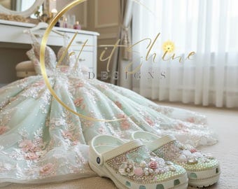 Cinderella Ball Gown Crocs, Custom Made to match Dress or Outfit