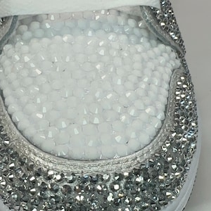 Silver/Black/White Jordan 1 Mids, Bling Rhinestone  bedazzled sneakers, Sneaker Ball, Prom, Formal, Quincenera, wedding sneaker,  groomsmen sneaker, Luxury Nikes, rhinestone shoes, sparkly shoes, custom trainers, Customized Jordans