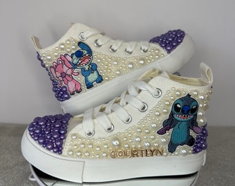 Personalized Bling Sneakers – Custom Character Rhinestone High Tops