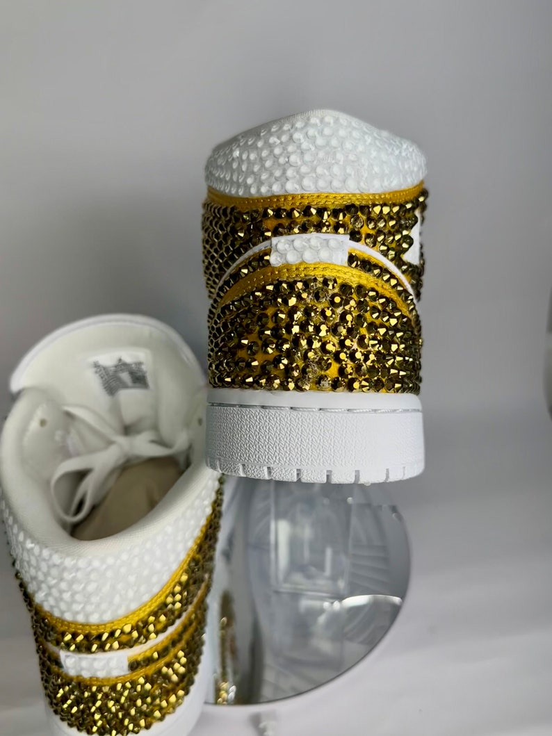 Jordan 1 Mids, Bling Rhinestone  bedazzled sneakers, Sneaker Ball, Prom, Formal, Quincenera, wedding sneaker,  groomsmen sneaker, Luxury Nikes, rhinestone shoes, sparkly shoes, custom trainers, Customized Jordans