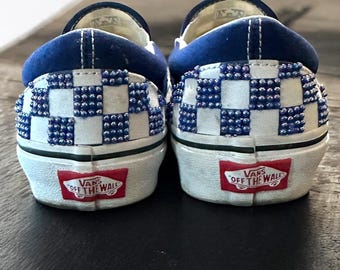 Zapatillas Vans personalizadas con diseño de cuadros brillantes y