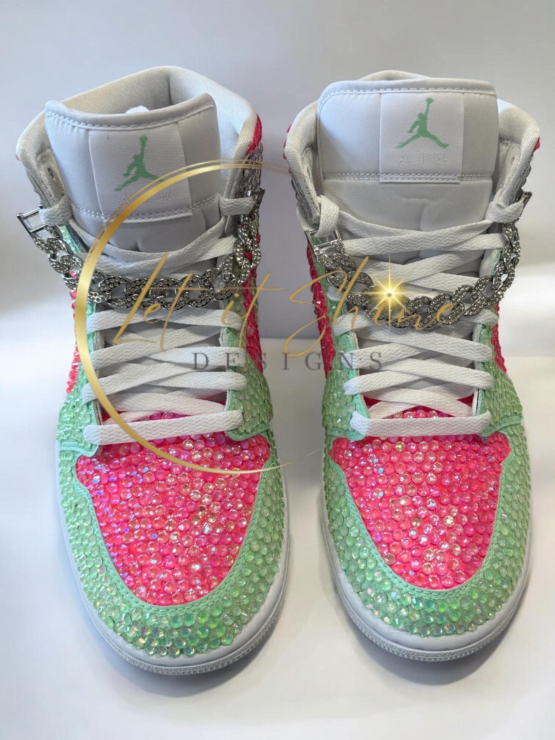 pink black and green jordan 1