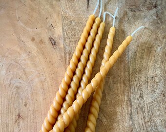 100% Raw Beeswax 11.5” Twisted Horn Taper Candle – tall beeswax candle, tablescape candles, wedding decor candles, event decor, cottage core