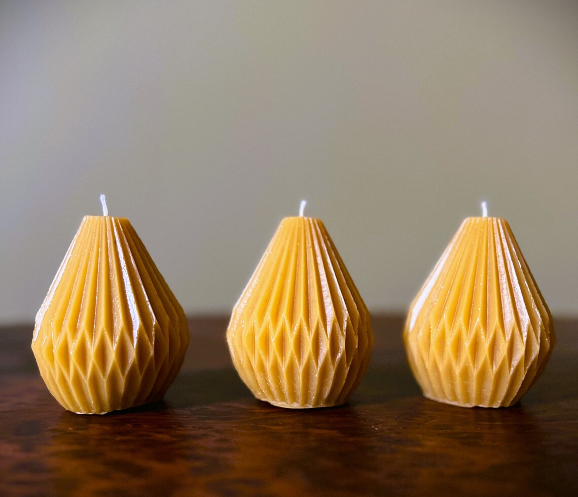 100 Pure Raw Beeswax Candles Etched Pear 3.5 Etsy