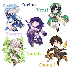 Genshin Archon Acrylic Keychains: Venti, Zhongli, Shogun, Nahida, Furina