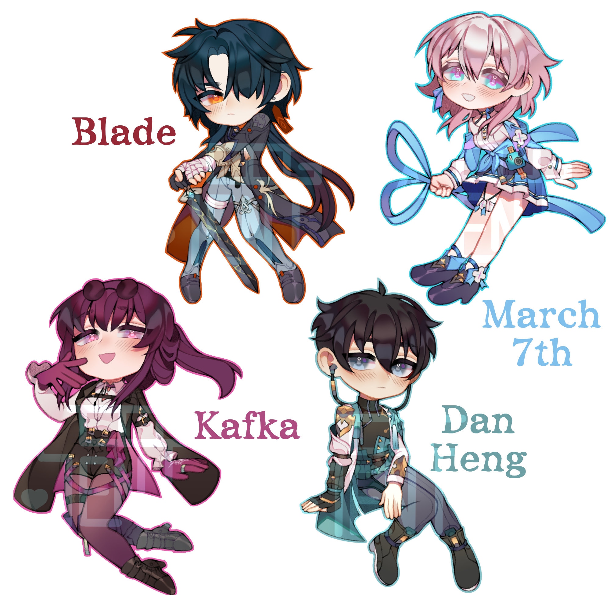 Honkai Star Rail Acrylic Keychains: Blade, Kafka, Dan Heng