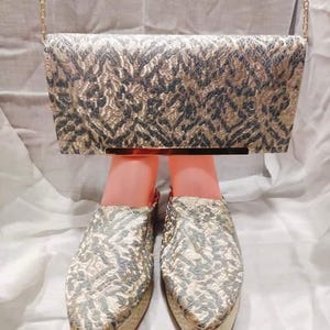 Babouche marocaine élégante pour femmes et pochette assortie - Ensemble de chaussures traditionnelles faites main et sac, idée cadeau unique - Accessoire de mode marocaine