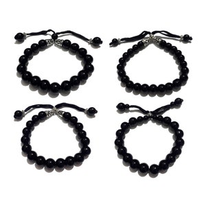 Handmade Moroccan Agate & Onyx Bracelet: Unisex Adjustable Cord Jewelry