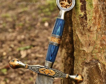 PERSONALIZED CRUSADER SWORD Damascus steel, Knights Templar sword, Medieval Arming sword, Damascus sword, Hand forged sword, Holy sword.