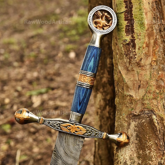 PERSONALIZED CRUSADER SWORD Damascus steel, Knights Templar sword, Medieval Arming sword, Damascus sword, Hand forged sword, Holy sword.
