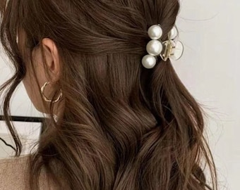 Clips de pelo de garra de pelo de perla, garra de pelo con cuentas, clip de pelo elegante vintage, clip de pelo de boda, regalo para ella, accesorios para el cabello de novia