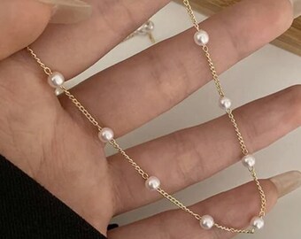 Perle Choker Halskette Kette Perlen, faux überzogene perlenbesetzte Schmucksachen