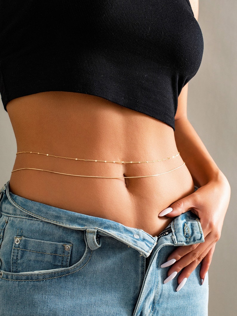 Body Chain, Belly Chain,Silver Body Chain, Waist Chain Women, Festival Jewelry, Waist Jewelry Gold, Gift for Her image 1