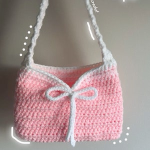 Handmade Crochet coquette front bow bag, Shoulder bag, Coquette crochet bag, Aesthetic crochet Bag, Gift for her