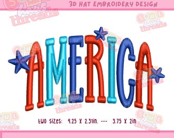Diseño de bordado de gorro abullonado 3D para el 4 de julio en Estados Unidos